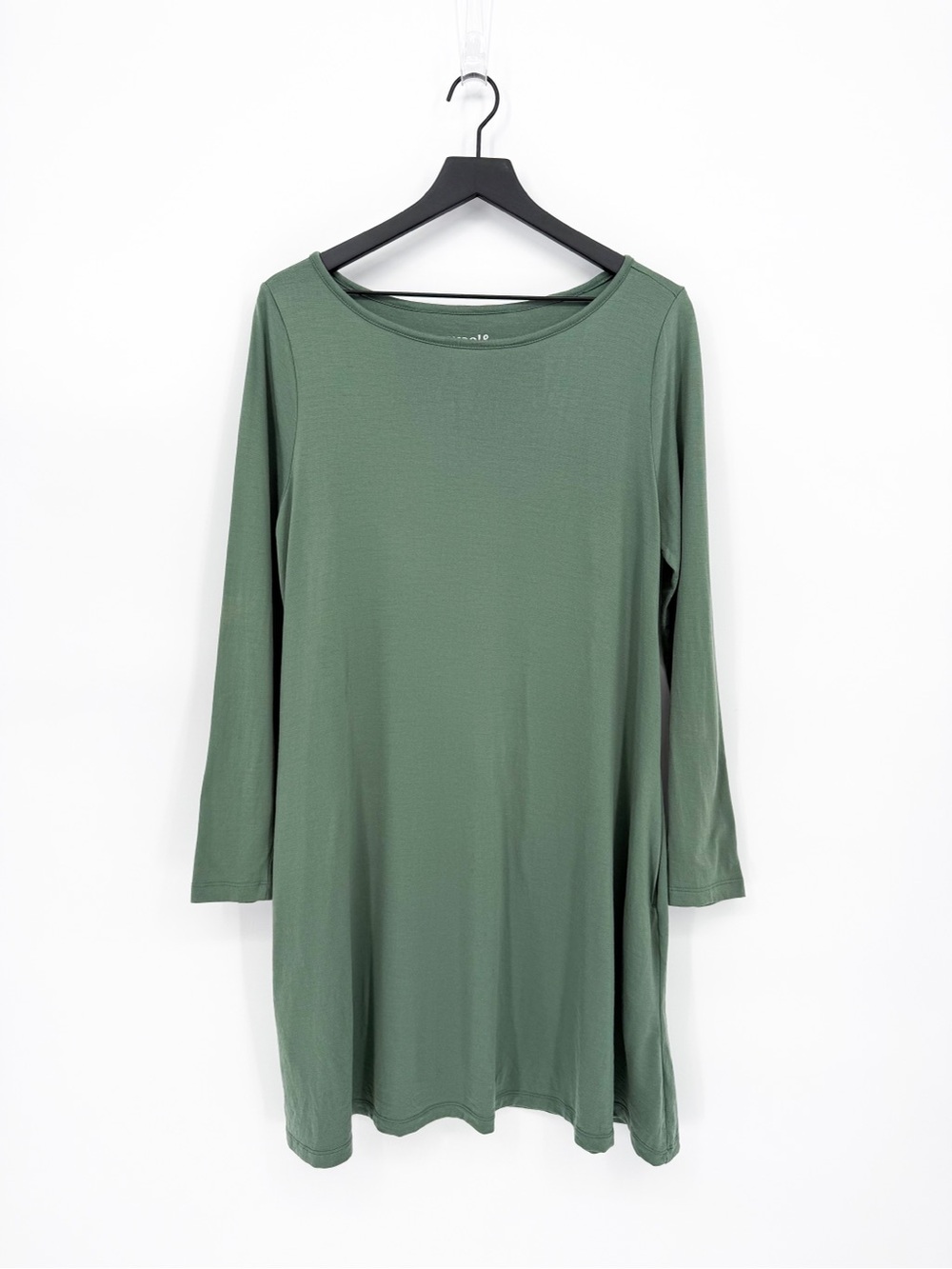 Wool& Rowena Merino Wool Swing Dress Sage Green Large